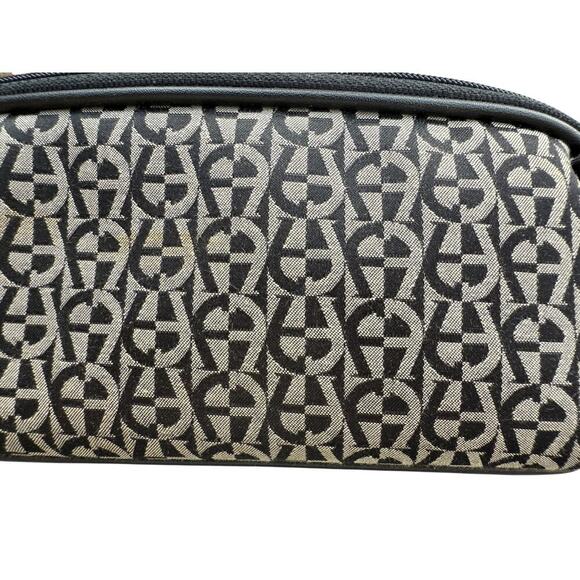 Etienne Aigner Logo Print Glasses Case with Mirror Dual Pockets - Picture 5 of 5